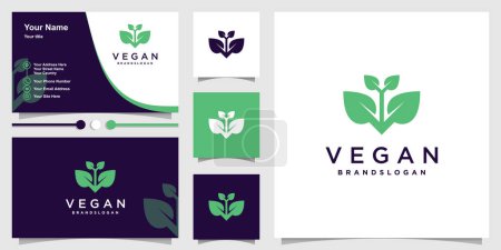 Téléchargez les illustrations : Modèle de logo végétalien avec concept unique créatif Premium Vector - en licence libre de droit