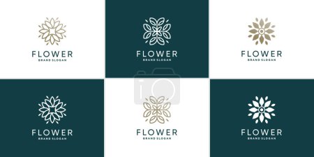 Téléchargez les illustrations : Collection logo fleur avec concept de style créatif Premium Vector - en licence libre de droit