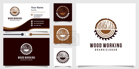Illustration for Wood working logo design with creative unique concept Premium Vector - Royalty Free Image