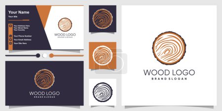 Téléchargez les illustrations : Conception de logo en bois avec concept d'élément créatif Premium Vector - en licence libre de droit