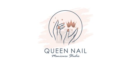 Queen nail vector icon logo design with modern unique style Premium Vector