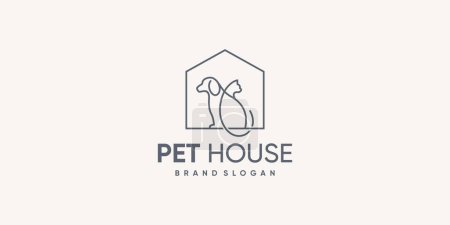 Ilustración de Vector de diseño de logotipo de casa de mascotas con concepto creativo y simple - Imagen libre de derechos