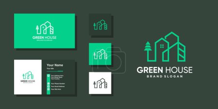 Téléchargez les illustrations : Vecteur de conception de logo de bâtiment vert - en licence libre de droit