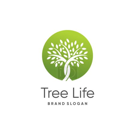 Téléchargez les illustrations : Idée de conception de logo arbre avec concept créatif - en licence libre de droit
