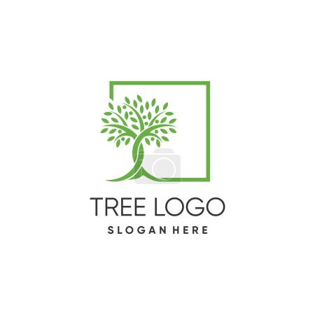 Téléchargez les illustrations : Arbre logo vecteur de conception avec un style abstrait unique - en licence libre de droit