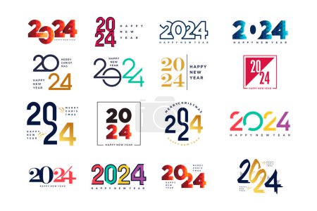 Ilustración de Conjunto de paquete 2024 elemento de diseño del logotipo con concepto moderno creativo - Imagen libre de derechos