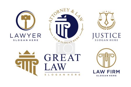 Téléchargez les illustrations : Collection logo Law avec concept d'élément créatif Premium Vector - en licence libre de droit