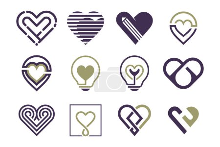 Téléchargez les illustrations : Logo Love design collection vectorielle avec concept d'élément créatif - en licence libre de droit