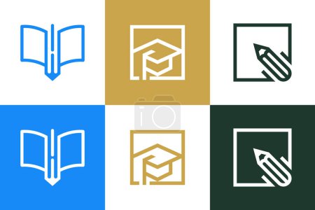 Smart study design element vector icon collection with creative idea