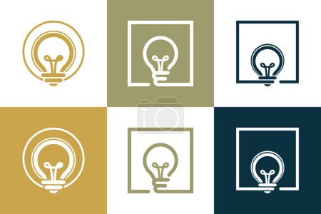 Light bulb design element vector icon collection with creative idea