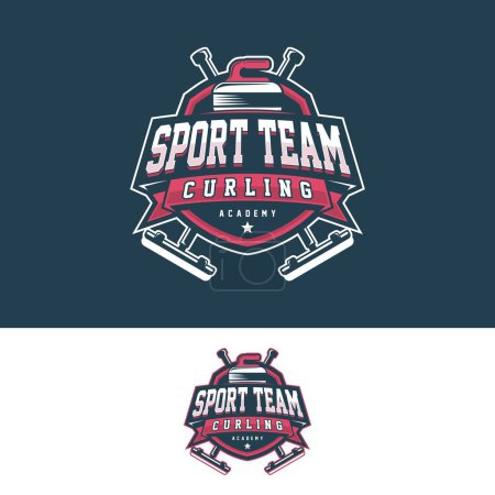 Illustration for Curling game logo vector illustration, Logo collection for curling sport team. Curling sport with stone - Royalty Free Image