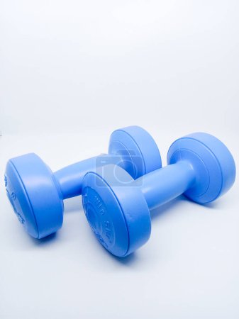 Photo for Blue colour 1kg Gym Dumble for fitness on white background. - Royalty Free Image