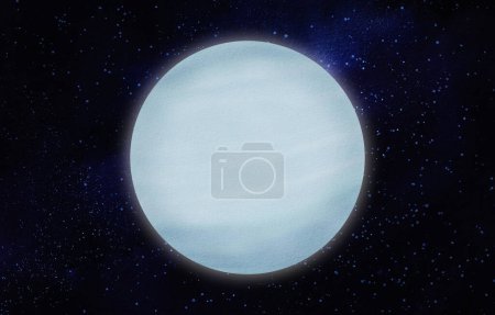 Foto de Urano - el planeta 7 en el sistema solar. Cielo estrellado nocturno. para escuelas, lecciones de astronomía, cuaderno. En astrología, símbolo dios del cielo, patrón del signo del zodíaco de Acuario. Acuarela - Imagen libre de derechos