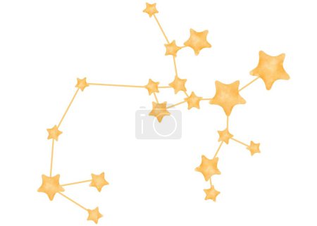 Foto de Sagittarius Constellation: Isolated watercolor artwork (en inglés). Símbolo del zodíaco. Estrellas luminosas en la esfera celeste conformadas en un patrón astronómico. para horóscopos, revistas y astrología. mística. - Imagen libre de derechos