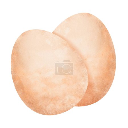 Photo for Watercolor composition featuring two eggs. for menus and packaging of farm-fresh products. The natural and artistic depiction adds authenticity and visual appeal to culinary and agricultural contexts. - Royalty Free Image