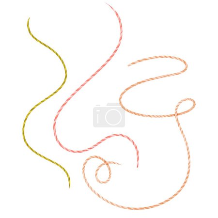 Photo for A collection of watercolor illustrations showcasing diverse thread spools with elegant curves and varying shapes. Suitable for logos, emblem design, or illustrating the artistry of threadwork. - Royalty Free Image