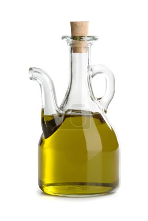 Téléchargez les photos : Distributeur de croûte d'huile avec huile d'olive extra vierge isolé sur fond blanc - en image libre de droit