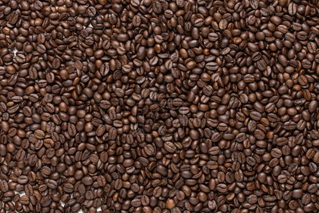 Foto de Fondo de granos de café Macro Fotografía de granos de café tostados Variedad Robusta, utilizada para el Espresso italiano Textura detallada, alta resolución - Imagen libre de derechos