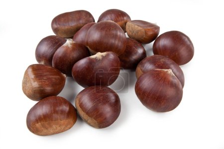 Photo for Bunch of Chestnuts  Isolated on White Background - Royalty Free Image
