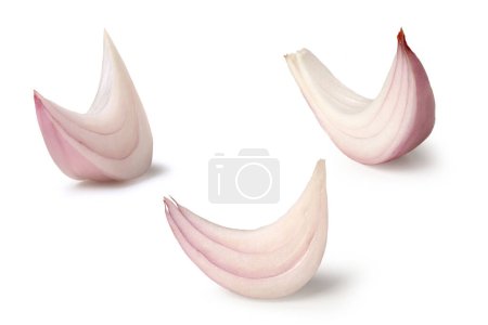 Foto de Ingrediente en rodajas de cebolla aislado sobre fondo blanco - Imagen libre de derechos