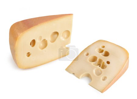 Photo for Dutch Maasdam Cheese  Isolated on White Background - Royalty Free Image