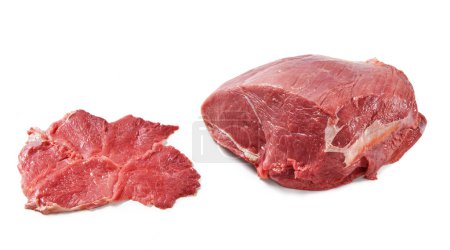 Photo for Horse Meat Bottom Sirloin - Italian "Noce" - Isolated on White Background - Royalty Free Image