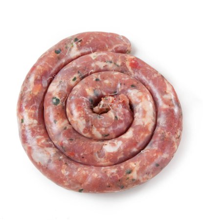 Photo for Pork sausage seasoned isolated on white background - Royalty Free Image