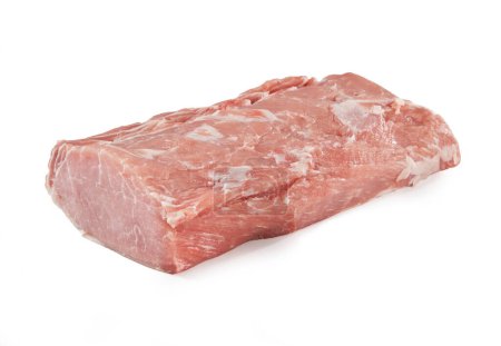 Foto de Carne de cerdo cruda - Lomo - Aislado sobre fondo blanco - Imagen libre de derechos