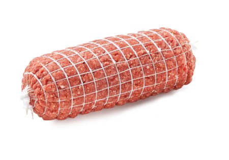 Photo for Raw Pork Meat - Meatloaf - Isolated on White Background - Royalty Free Image