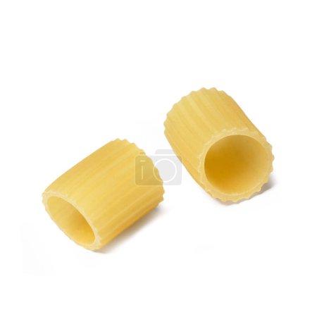 Photo for Italian Pasta - "Ditaloni Rigati" Type - Isolated on White Background - Royalty Free Image