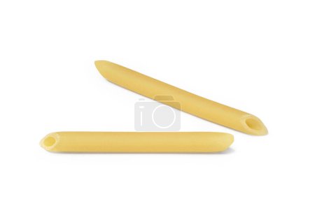 Photo for Italian Pasta - "Pennette Lisce" Type - Isolated on White Background - Royalty Free Image