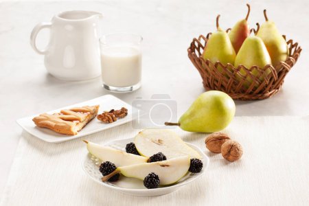 Photo for Pears breakfast   "Pera Coscia" Isolated on White Background - Royalty Free Image