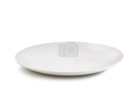 Foto de Placa, vista frontal del plato blanco plano vacío para alimentos HQ Macro Close-Up aislado sobre fondo blanco - Imagen libre de derechos