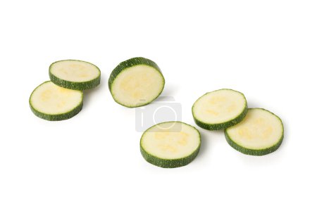 Photo for Zucchini - Sliced Ingredient  Isolated on White Background - Royalty Free Image