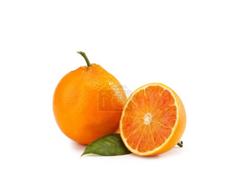 Photo for Orange isolated on white background - Arancia Tarocco - Citrus sinensis - Royalty Free Image