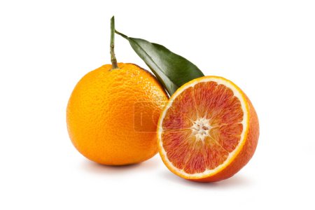 Photo for Red Orange isolated on white background - Arancia Tarocco - Citrus sinensis - Royalty Free Image