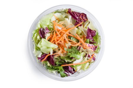 Téléchargez les photos : Mélanger la salade - Isolé sur fond blanc - Vue du dessus, Macro Fermer - Isolé sur fond blanc - en image libre de droit
