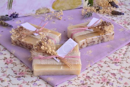Wedding favours lavender handmade soap for guest gift, original small souvenir for purple color party decoration
