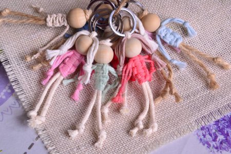 Small gifts artisan macrame doll key chain wedding favors, baptism souvenir, first communion original present for guests, baby shower