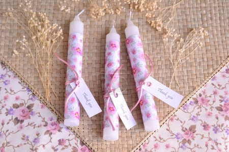 Wedding favors original white pink candles diy baby girl shower small guest gifts baptism first communion handmade souvenirs, spring summer event celebration, bridal ideas, presents with floral decor