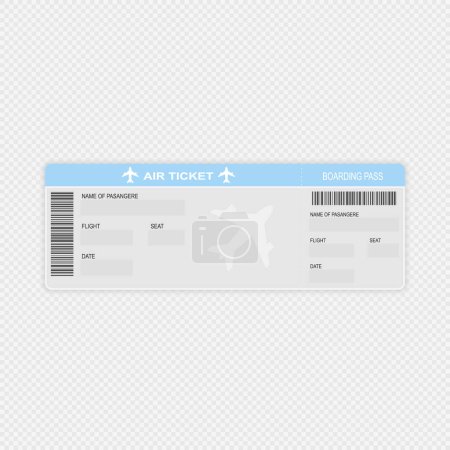 Illustration for Modern airline travel boarding pass one ticket. Vector template. - Royalty Free Image