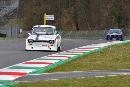 Foto de Scarperia, 3 April 2022: Ford Escort RS 1600 1974 driven by unknown in action during Mugello Classic 2022 at Mugello Circuit in Italy. - Imagen libre de derechos