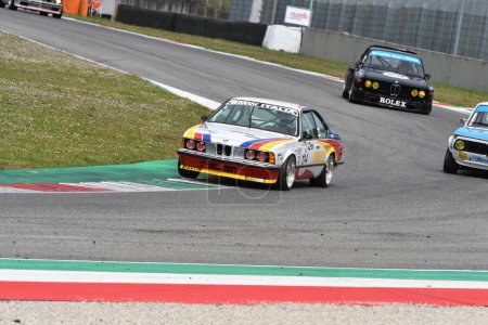 Foto de Scarperia, 3 April 2022: BMW 635 CSi Gr. 2 1980 driven by unknown in action during Mugello Classic 2022 at Mugello Circuit in Italy. - Imagen libre de derechos
