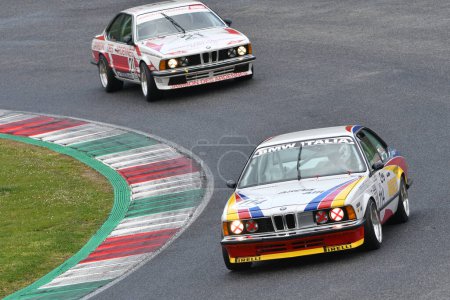 Foto de Scarperia, 3 April 2022: BMW 635 CSi Gr. 2 1980 driven by unknown in action during Mugello Classic 2022 at Mugello Circuit in Italy. - Imagen libre de derechos