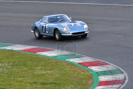 Photo for Scarperia, 3 April 2022: #7 Ferrari 275 GTB-C 1966 in action during Mugello Classic 2022 at Mugello Circuit in Italy. - Royalty Free Image