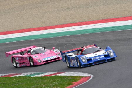 Photo for Scarperia, 2 April 2023: Nissan NPT 90 year 1991 in action during Mugello Classic 2023 at Mugello Circuit in Italy. - Royalty Free Image