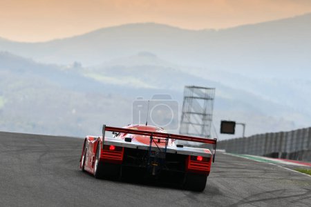 Photo for Scarperia, 2 April 2023: Porsche 962 C year 1991 in action during Mugello Classic 2023 at Mugello Circuit in Italy. - Royalty Free Image
