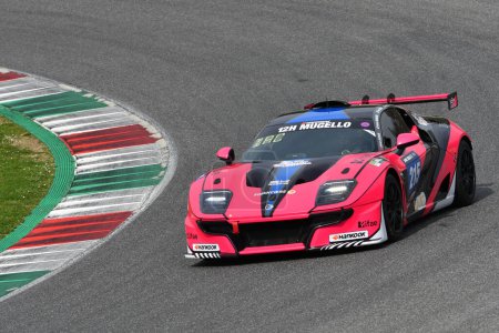 Photo for Scarperia, 23 March 2023: Ligier JS2 R of Team SK Racing drive by Eburderie-Lemma-Dacosta in action during 12h Hankook Race at Mugello Circuit in Italy. - Royalty Free Image