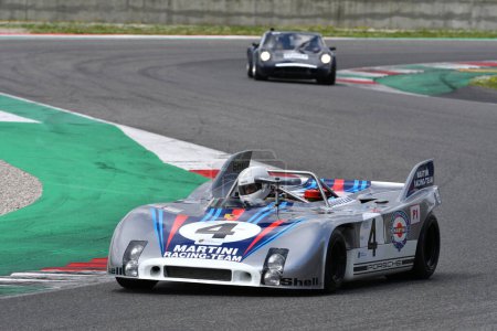 Photo for Scarperia, 2 April 2023: Porsche 908-03 of year 1971 in action during Mugello Classic 2023 at Mugello Circuit in Italy. - Royalty Free Image