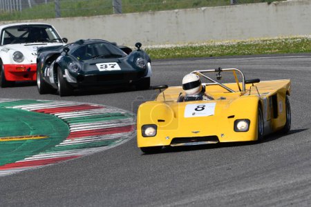 Photo for Scarperia, 2 April 2023: Chevron B21 year 1972 in action during Mugello Classic 2023 at Mugello Circuit in Italy. - Royalty Free Image
